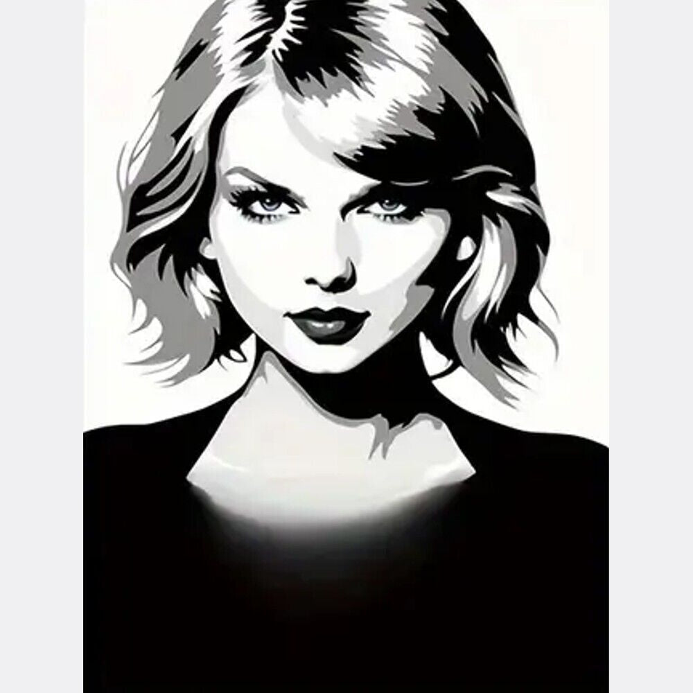 Taylor Swift Artistic Rendition Black & White Canvas Print 11.8" X 15.7" NEW! Style Your Walls